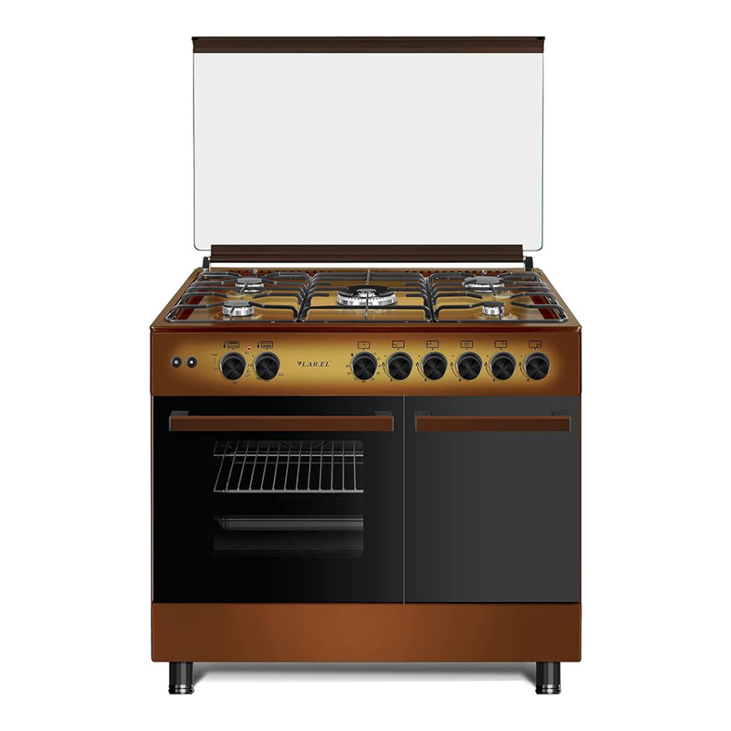 Cucina 90x60 Leral con Forno Gas + Grill Elettrico e PortaBombola Marrone